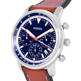 Fossil Goodwin Chronograph Blue Dial Brown Leather Strap Watch for Men - FS5414 Buy Now By Fossil