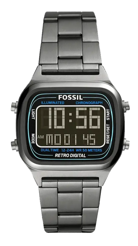 Fossil Retro Digital Black Dial Black Steel Strap Watch for Men - FS5846 Buy Now By Fossil