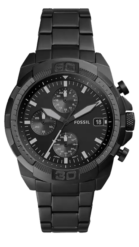 Fossil Bronson Chronograph Black Dial Black Steel Strap Watch for Men - FS5853 Buy Now By Fossil