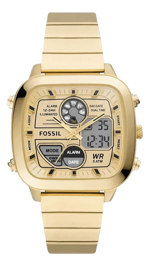 Fossil Retro Analog-Digital Gold Dial Gold Steel Strap Watch for Men - FS5889 Buy Now By Fossil