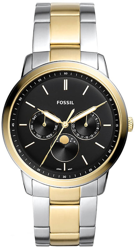 Fossil Neutra Moonphase Multifunction Black Dial Two Tone Steel Strap Watch for Men - FS5906 Buy Now By Fossil