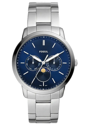 Fossil Neutra Minimalist Moonphase Blue Dial Silver Steel Strap Watch for Men - FS5907 Buy Now By Fossil