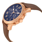 Fossil Pilot 54 Chronograph Blue Dial Brown Leather Strap Watch for Men - FS5204 Buy Now By Fossil