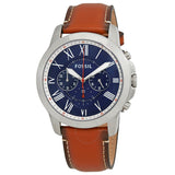 Fossil Grant Chronograph Blue Dial Brown Leather Strap Watch for Men - FS5210 Buy Now By Fossil