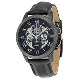 Fossil Grant Automatic Black Dial Black Leather Strap Watch for Men - ME3028 Buy Now By Fossil