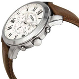 Fossil Grant Chronograph White Dial Brown Leather Strap Watch for Men - FS4735 Buy Now By Fossil