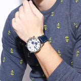 Fossil Nate Chronograph White Dial Blue Leather Strap Watch for Men - JR1480 Buy Now By Fossil