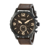 Fossil Nate Chronograph Brown Dial Brown Leather Strap Watch for Men - JR1487 Buy Now By Fossil