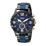 Fossil Nate Chronograph Blue Dial Two Tone Steel Strap Watch for Men - JR1494 Buy Now By Fossil