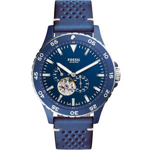 Fossil Crewmaster Sports Automatic Blue Dial Blue Leather Strap Watch for Men - ME3149 Buy Now By Fossil