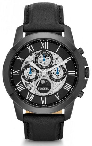 Fossil Grant Automatic Black Dial Black Leather Strap Watch for Men - ME3028 Buy Now By Fossil