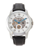 Fossil Grant Skeleton White Dial Black Leather Strap Watch for Men - ME3053 Buy Now By Fossil