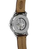 Fossil Grant Automatic Beige Skeleton Dial Brown Leather Strap Watch for Men - ME3099 Buy Now By Fossil