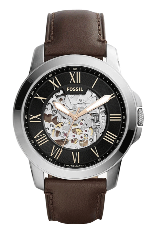 Fossil Grant Automatic Skeleton Black Dial Brown Leather Strap Watch for Men - ME3100 Buy Now By Fossil