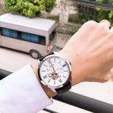 Fossil Townsman Automatic White Dial Black Leather Strap Watch for Men - ME3104 Buy Now By Fossil