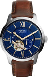 Fossil Townsman Automatic Blue Dial Brown Leather Strap Watch for Men - ME3110 Buy Now By Fossil