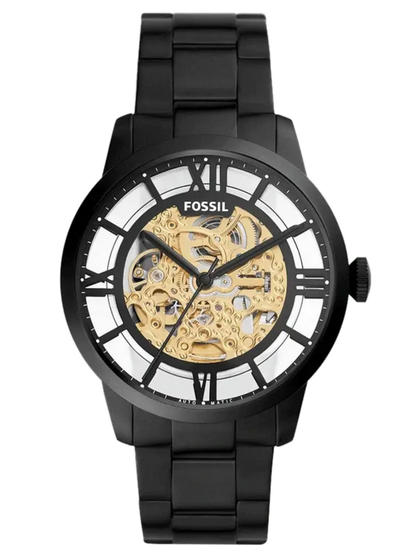 Fossil Townsman Automatic Skeleton Black Dial Black Steel Strap Watch for Men - ME3197 Buy Now By Fossil