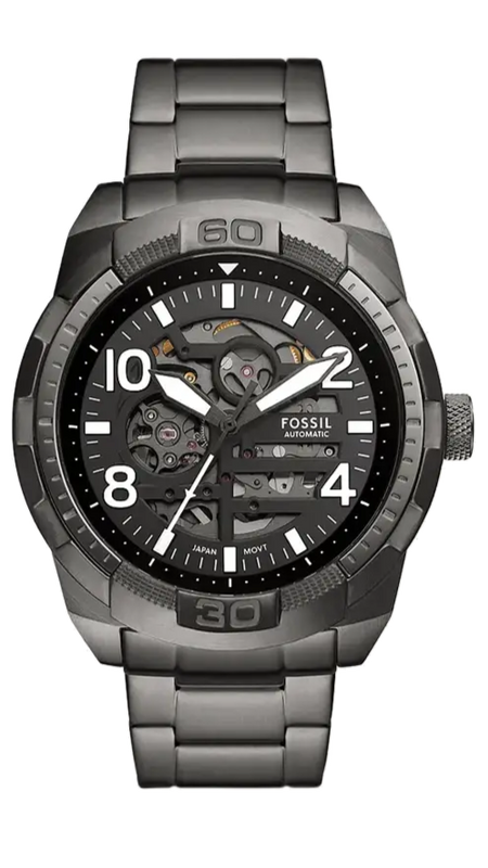 Fossil Bronson Automatic Skeleton Black Dial Grey Steel Strap Watch for Men - ME3255 Buy Now By Fossil