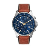 Fossil Dillinger Luggage Chronograph Blue Dial Brown Leather Strap Watch for Men - FS5675 Buy Now By Fossil