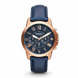 Fossil Grant Chronograph Blue Dial Blue Leather Strap Watch for Men - FS4835 Buy Now By Fossil