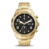 Fossil Bronson Chronograph Black Dial Gold Steel Strap Watch for Men - FS5877 Buy Now By Fossil