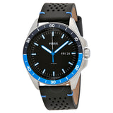 Fossil Sport 54 Day Date Black Dial Black Leather Strap Watch for Men - FS5321 Buy Now By Fossil