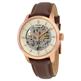 Fossil Townsman Automatic Skeleton White Dial Brown Leather Strap Watch for Men - ME3078 Buy Now By Fossil