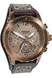 Fossil Nate Chronograph Gold Dial Brown Leather Strap Watch for Men - JR1495 Buy Now By Fossil