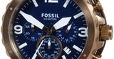 Fossil Nate Chronograph Blue Dial Brown Leather Strap Watch for Men - JR1505 Buy Now By Fossil