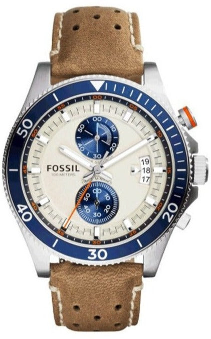 Fossil Wakefield Chronograph Cream Dial Brown Leather Strap Watch for Men - CH2951 Buy Now By Fossil