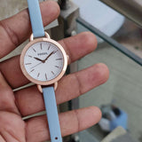 Fossil Classic White Dial Blue Leather Strap Watch for Women - BQ3327 Buy Now By Fossil