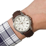 Fossil Grant Chronograph White Dial Brown Leather Strap Watch for Men - FS4735 Buy Now By Fossil