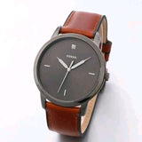 Fossil The Minimalist 3H Grey Dial Brown Leather Strap Watch for Men - FS5479 Buy Now By Fossil