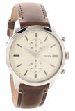 Fossil Townsman Chronograph White Dial Brown Leather Strap Watch for Men - FS5350 Buy Now By Fossil