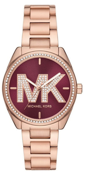 Michael Kors Janelle Quartz Maroon Dial Rose Gold Steel Strap Watch For Women - MK7382 Buy Now By Michael Kors