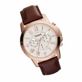 Fossil Grant Chronograph White Dial Brown Leather Strap Watch for Men - FS4991 Buy Now By Fossil