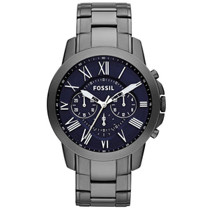 Fossil Grant Chronograph Blue Dial Grey Steel Strap Watch for Men - FS4831 Buy Now By Fossil