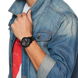 Fossil Grant Chronograph Black Dial Black Steel Strap Watch for Men - FS4832 Buy Now By Fossil