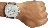 Fossil Modern Machine White Dial Brown Leather Strap Watch for Men - FS4929 Buy Now By Fossil
