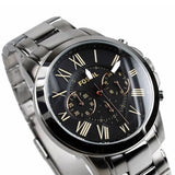 Fossil Grant Chronograph Black Dial Silver Steel Strap Watch for Men - FS4994 Buy Now By Fossil