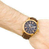 Fossil Grant Chronograph Blue Dial Brown Leather Strap Watch for Men - FS5068 Buy Now By Fossil