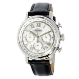 Fossil Buchanan Chronograph Silver Dial Black Leather Strap Watch for Men - FS5102 Buy Now By Fossil