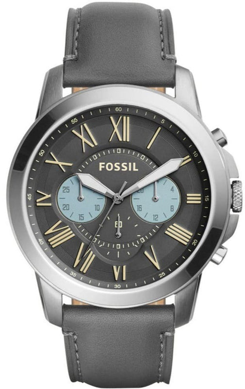 Fossil Grant Chronograph Gunmetal Grey Dial Grey Leather Strap Watch for Men - FS5183 Buy Now By Fossil