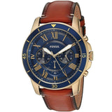 Fossil Grant Sport Chronograph Blue Dial Brown Leather Strap Watch for Men - FS5268 Buy Now By Fossil