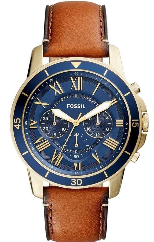 Fossil Grant Sport Chronograph Blue Dial Brown Leather Strap Watch for Men - FS5268 Buy Now By Fossil