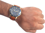 Fossil Grant Sport Chronograph Blue Dial Brown Leather Strap Watch for Men - FS5268 Buy Now By Fossil