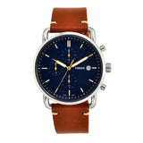 Fossil The Commuter Blue Dial Brown Leather Strap Watch for Men - FS5401 Buy Now By Fossil