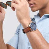 Fossil Neutra Chronograph Blue Dial Brown Leather Strap Watch for Men - FS5453 Buy Now By Fossil