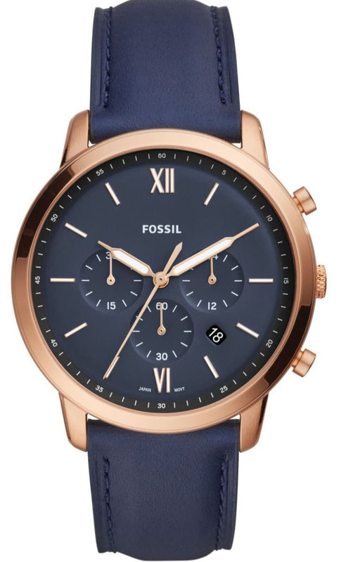Fossil Neutra Chronograph Blue Dial Blue Leather Strap Watch for Men - FS5454 Buy Now By Fossil