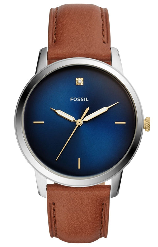 Fossil The Minimalist 3H Blue Dial Brown Leather Strap Watch for Men - FS5499 Buy Now By Fossil